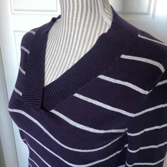 Purple Stripe Gap V-Neck Fitted Sweater - Picture 5 of 7